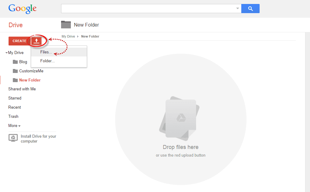 uploading files to google drive